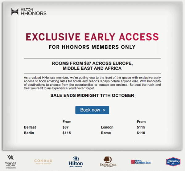 Targeted Hilton Offer - Rooms as Low as $87 through October 17th
