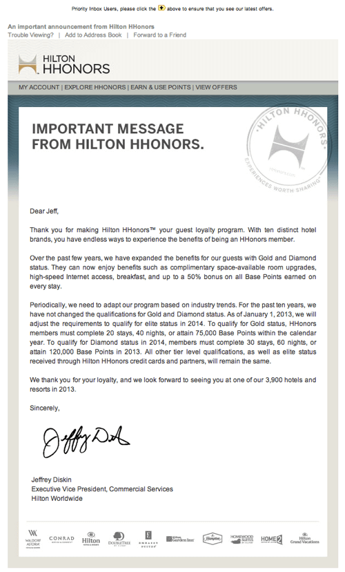 Hilton Honors Increases Stay Requirements to Make Gold and Diamond