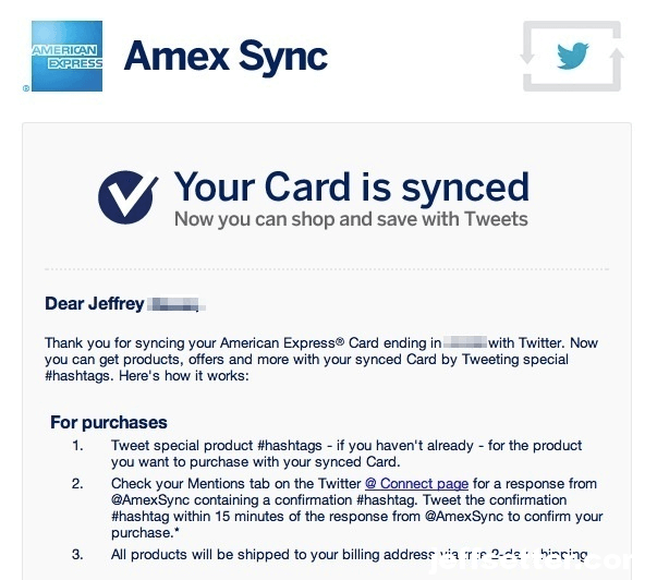 Amex Sync Email
