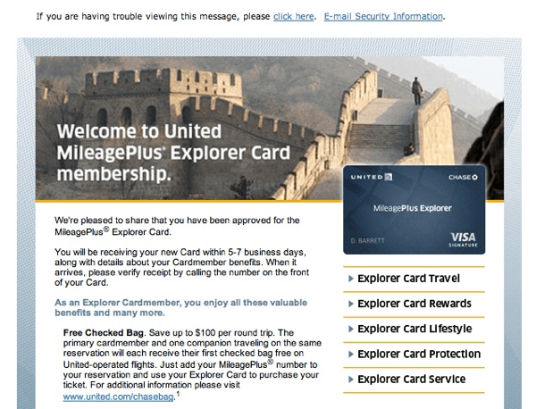 Chase United Explorer Visa Reconsideration Request Granted