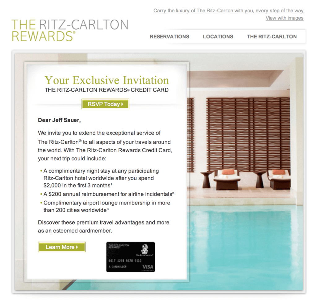 Ritz Carlton Credit Card Offer - Free Night after $2,000 in Spend