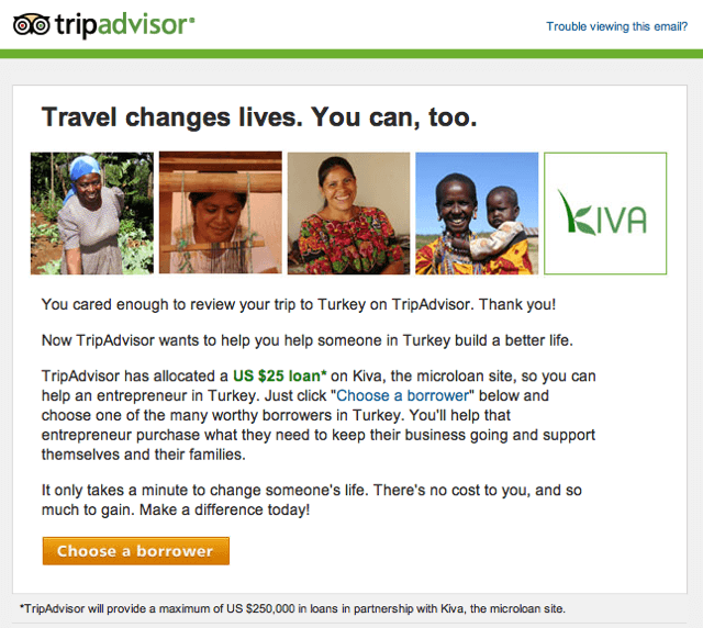 TripAdvisor Offers Free Kiva Loans After Posting Reviews in Countries of Need