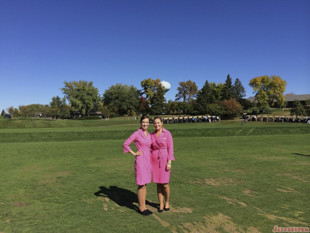 Delta Flight Attendants in Pink