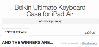 Giveaway Winners Announced - Congrats Rob on your Deluxe iPad Air Case!