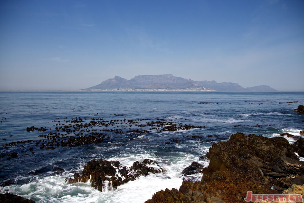 View of Table Mountain from Robben Island in Cape Town