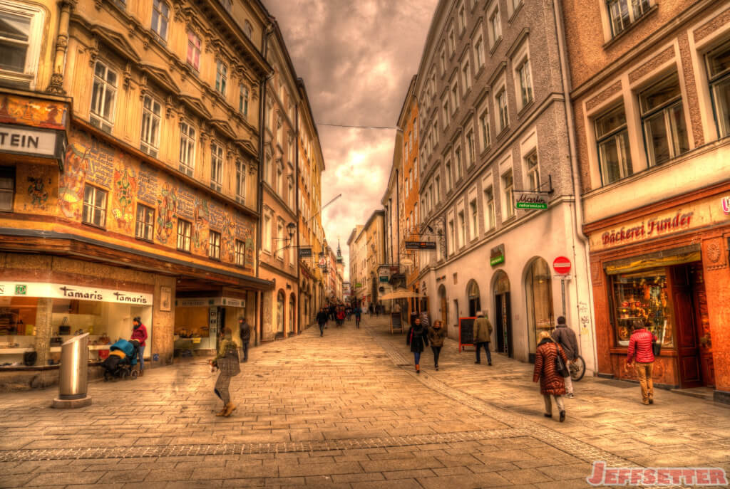 Streetscape in Salzburg, Austria