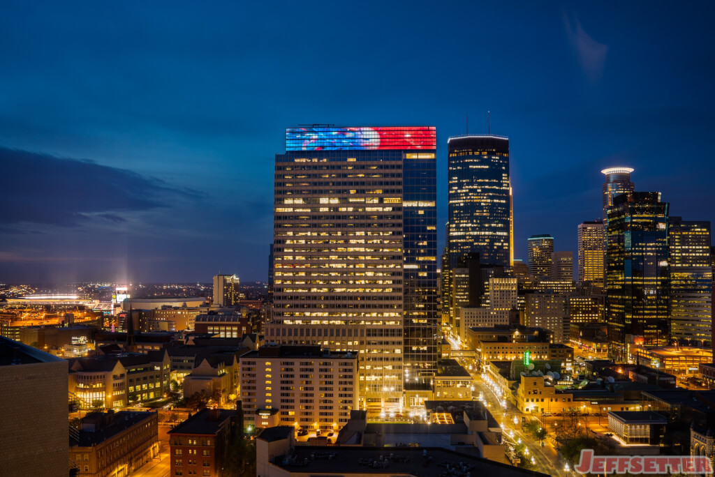 Minneapolis Skyline at Night from the Hyatt Regency