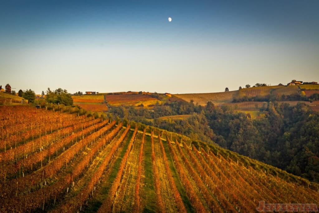 A Piedmontese Sunset (and Moonrise) in Treiso, Italy