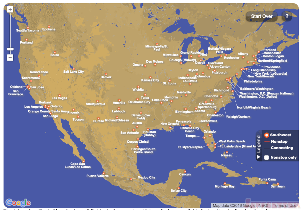 Southwest Route Map