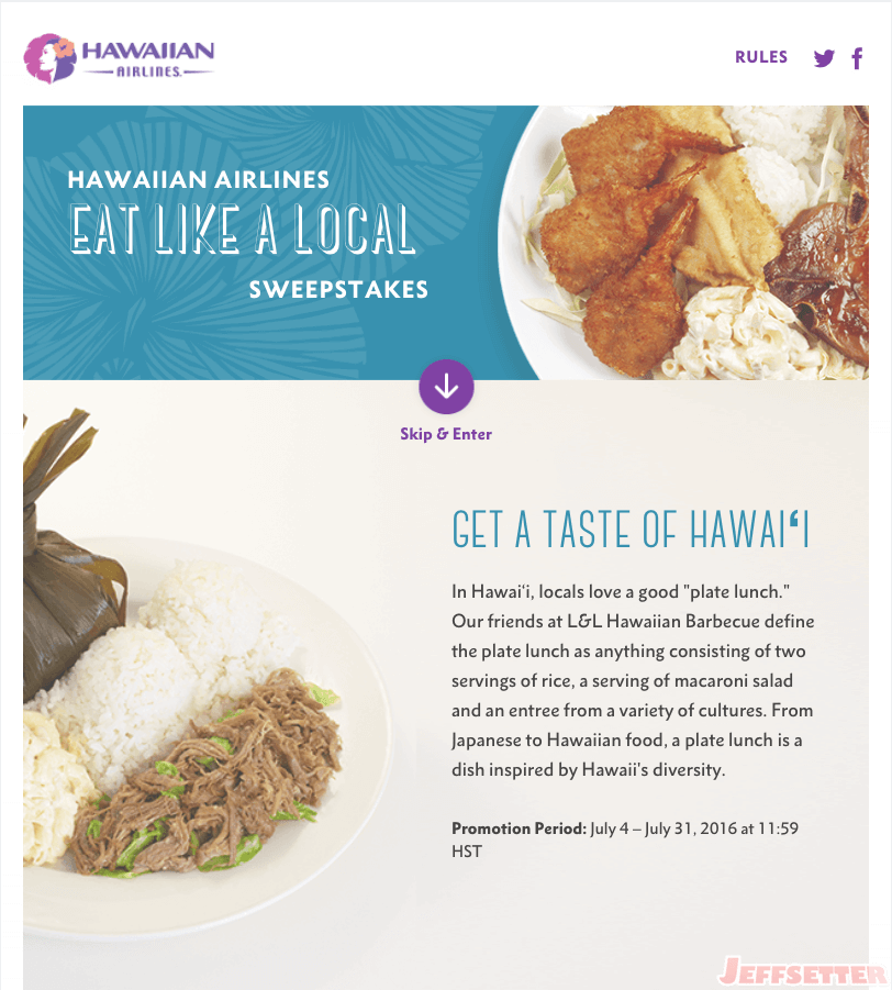 Eat like a local sweepstakes detail