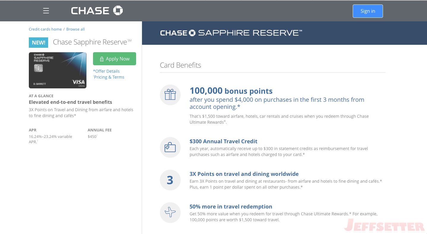 Chase Sapphire Reserve Now Live