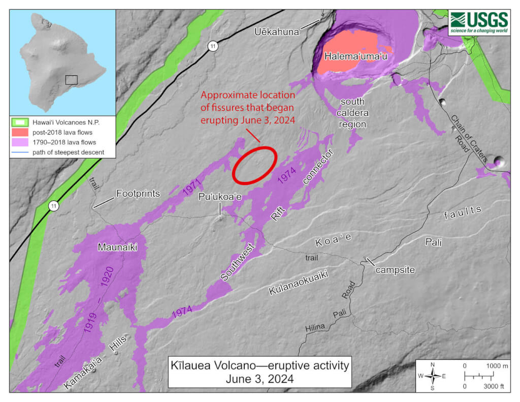 Kilauea June 2024 eruption map