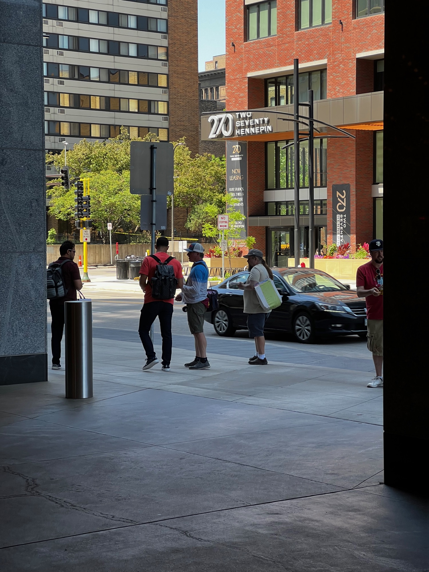Fans gathered outside the hotel, a visiting team staying here